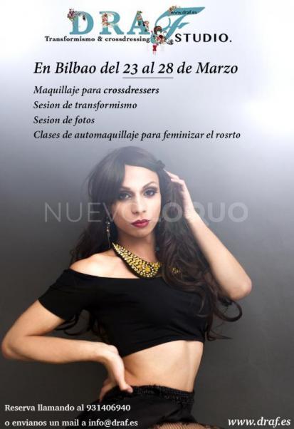  Sesion de maquillaje para crossdressers, transformismo de hombre a mujer Draf en Bilbao