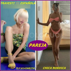 PAREJA TRAVESTI ESPAÑOLA Y CHICA NORDICA
